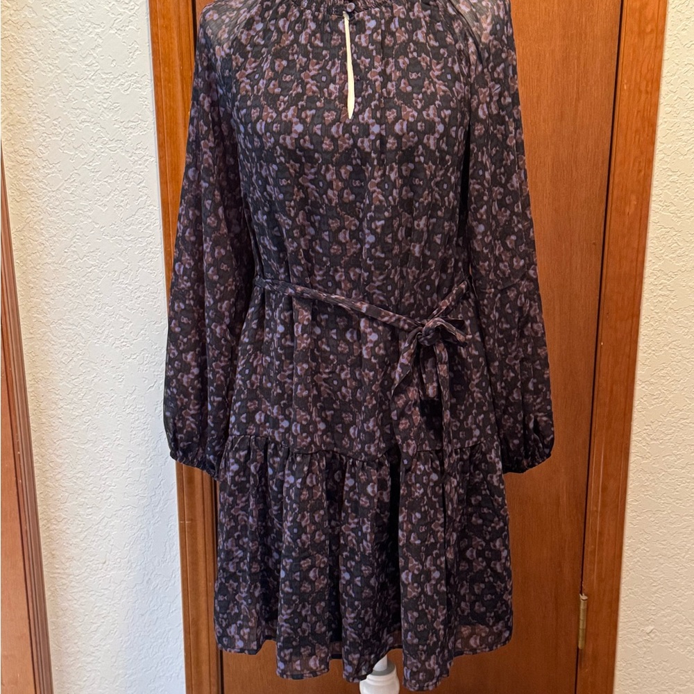 Elegant Floral Black & Purple Dress